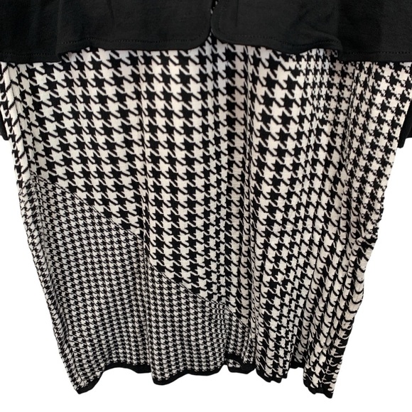 St. John Dress Womens 14 Black Houndstooth Peplum Milano Knit Stretch Sheath - Picture 5 of 10